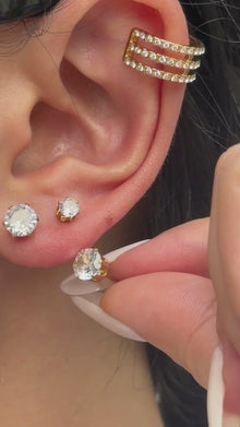 Gold Six-Prong Round Zirconia Stud Earrings – 4mm to 6mm