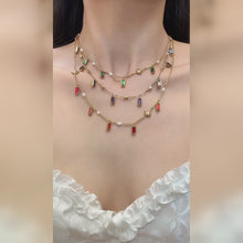 Stainless Steel Colorful Glass Stone Charm Necklace Collection