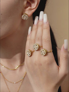 5A Zircon Rotating Flower Jewelry Set | Stainless Steel