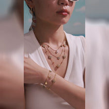 Stainless Steel Zircon Four-Petal Flower Necklace & Bracelet