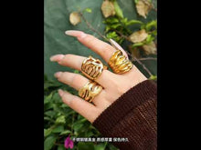 316L Stainless Steel 18K Gold PVD Multi-layer Hollow-out Statement Ring