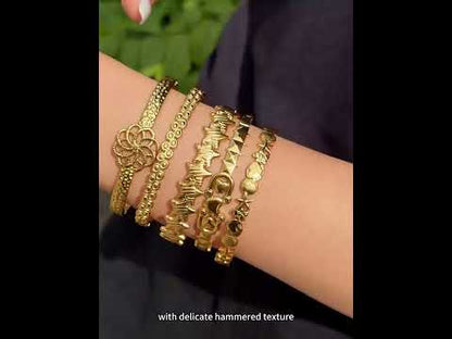Stackable Detachable Vintage Bangle Set - 18K PVD Gold Plated 316L Stainless Steel, Solid Gold Alternative Wholesale Jewelry