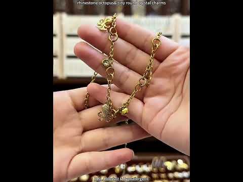18K Gold PVD Octopus Charm Bracelet & Necklace 316L Stainless Steel Wholesale Jewelry Factory Display