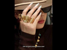 316L Stainless Steel 18K Gold PVD Geometric Hollow Open Ring