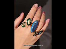 316L Stainless Steel Oval Vintage Enamel Ring | 18K Gold PVD Wholesale Statement Jewelry