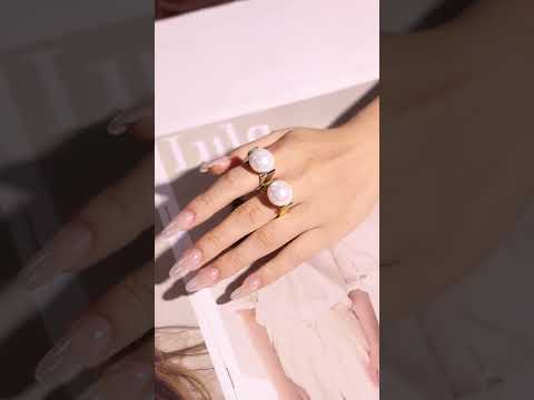 316L Stainless Steel 18K Gold PVD Statement Shell Pearl Ring