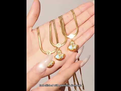 316L Stainless Steel 18K Gold PVD Shell Pearl Pendant Necklace