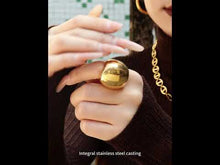 316L Stainless Steel 18K Gold PVD Vintage Smooth Carved Oval Ring