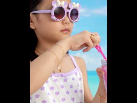Kids Pink Princess Shell Jewelry Set - 316L Gold PVD Necklace Bracelet Anklet