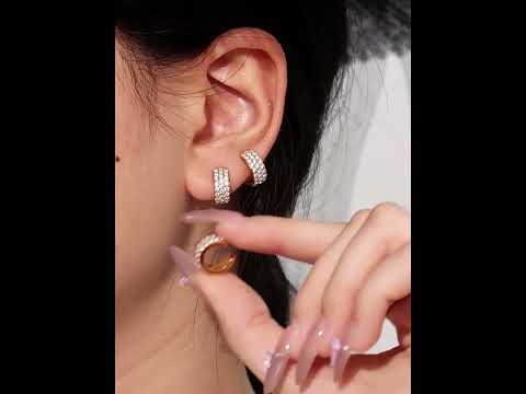316L Stainless Steel 18K Gold PVD Zircon C-Shaped Ear Cuff Earrings