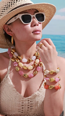 Minimalist Oval Resin Bead Necklace & Bracelet Set | 316L Stainless Steel