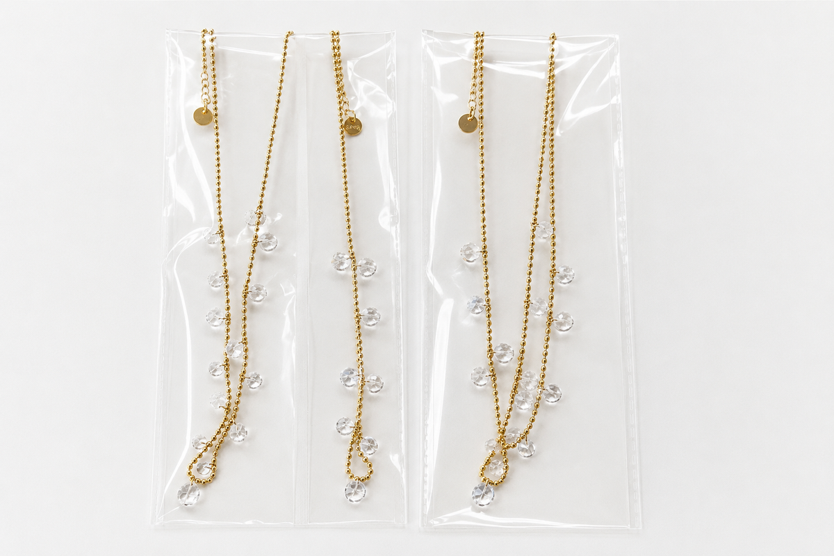 Individual jewelry packaging with protective OPP bags to prevent scratches during shipping