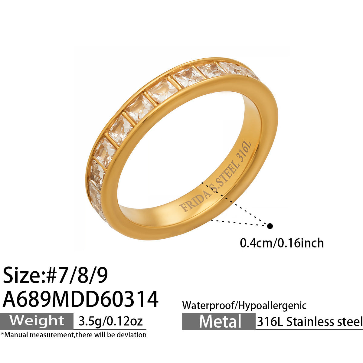 Private label stainless steel rings with zircon details for jewelry brands