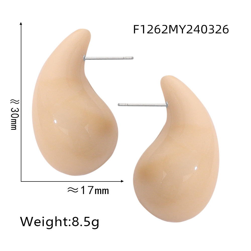 316L Stainless Steel Vibrant Resin Teardrop Earrings - Image 10