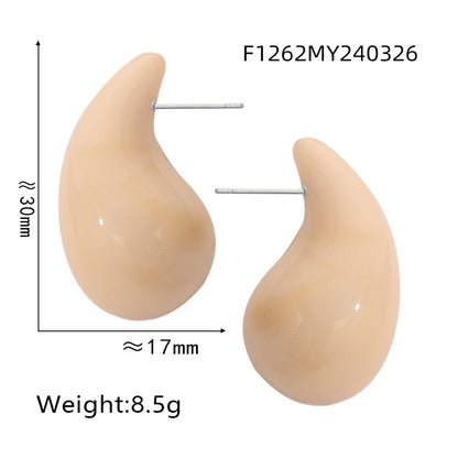 316L Stainless Steel Vibrant Resin Teardrop Earrings - Image 10