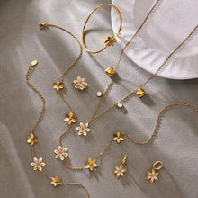 316L Stainless Steel Zircon Inlaid Six-Petal Flower Jewelry Collection - Image 10