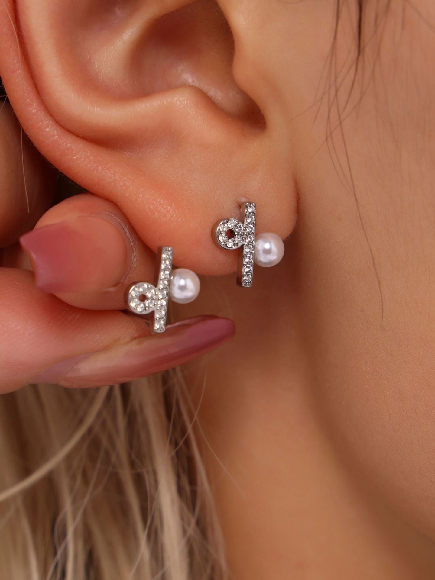 316L Stainless Steel Constellation Necklace & Earrings Set with Zircon & Shell Pearl - Image 10