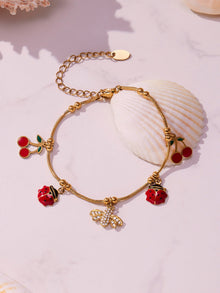 Bulk waterproof zircon waterdrop charm bracelets, 316L stainless steel wholesale supplier