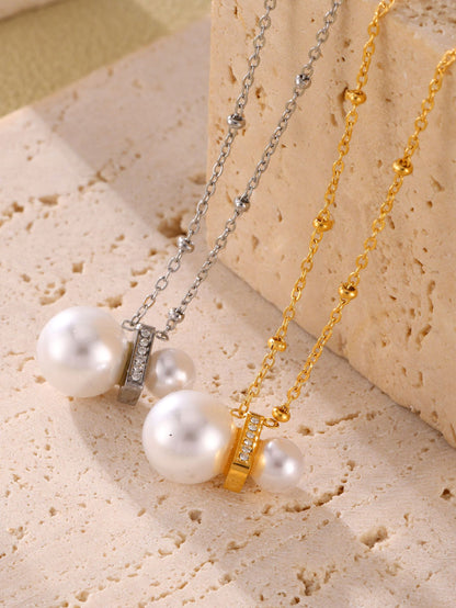 316L Stainless Steel Constellation Necklace & Earrings Set with Zircon & Shell Pearl - Image 11