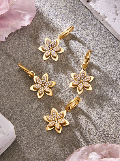 316L Stainless Steel Zircon Inlaid Six-Petal Flower Jewelry Collection - Image 11