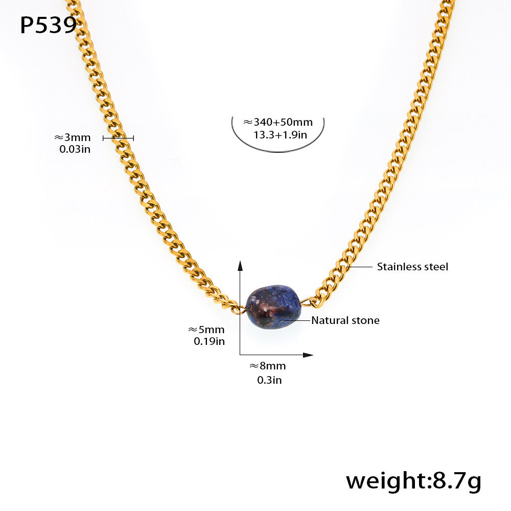 316L Stainless Steel 18K Gold Plated Minimalist Single Pearl Chain Necklace & Earring Set - Image 11