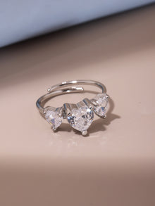 316L Stainless Steel Sweet Heart Super Shiny Zircon Adjustable Ring - Image 11