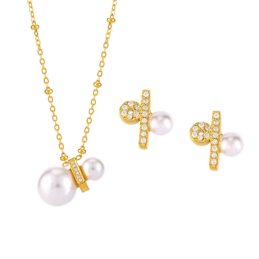 316L Stainless Steel Constellation Necklace & Earrings Set with Zircon & Shell Pearl - Image 12