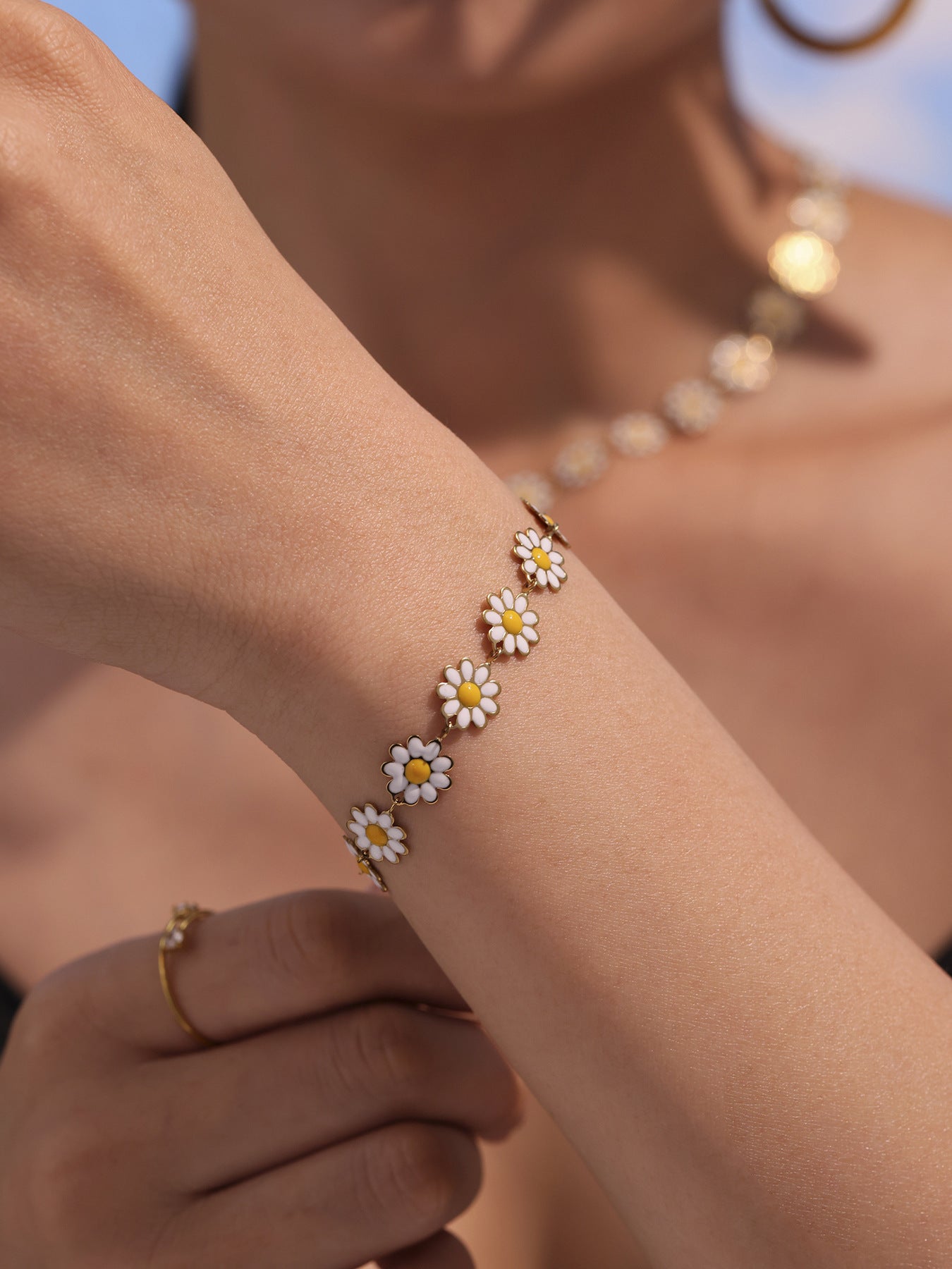 316L Stainless Steel Daisy Flower 18K Gold PVD Chain Jewelry Collection - Image 12