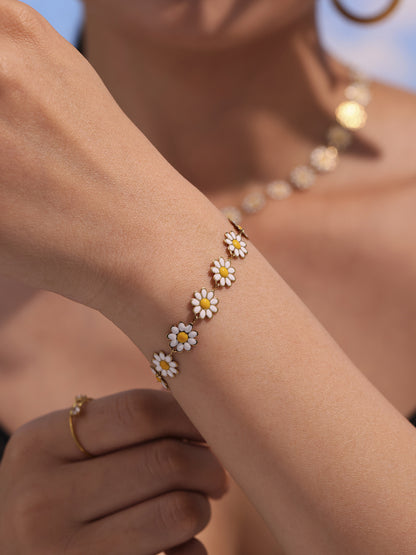 316L Stainless Steel Daisy Flower 18K Gold PVD Chain Jewelry Collection - Image 12