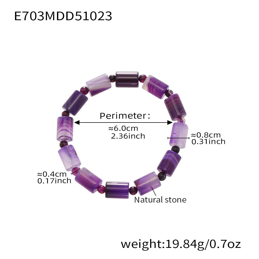 316L Stainless Steel black natural stone stretch bracelet, gradient beads