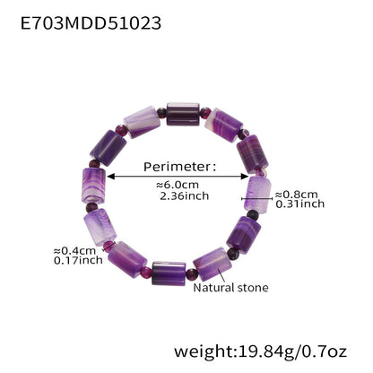 316L Stainless Steel black natural stone stretch bracelet, gradient beads