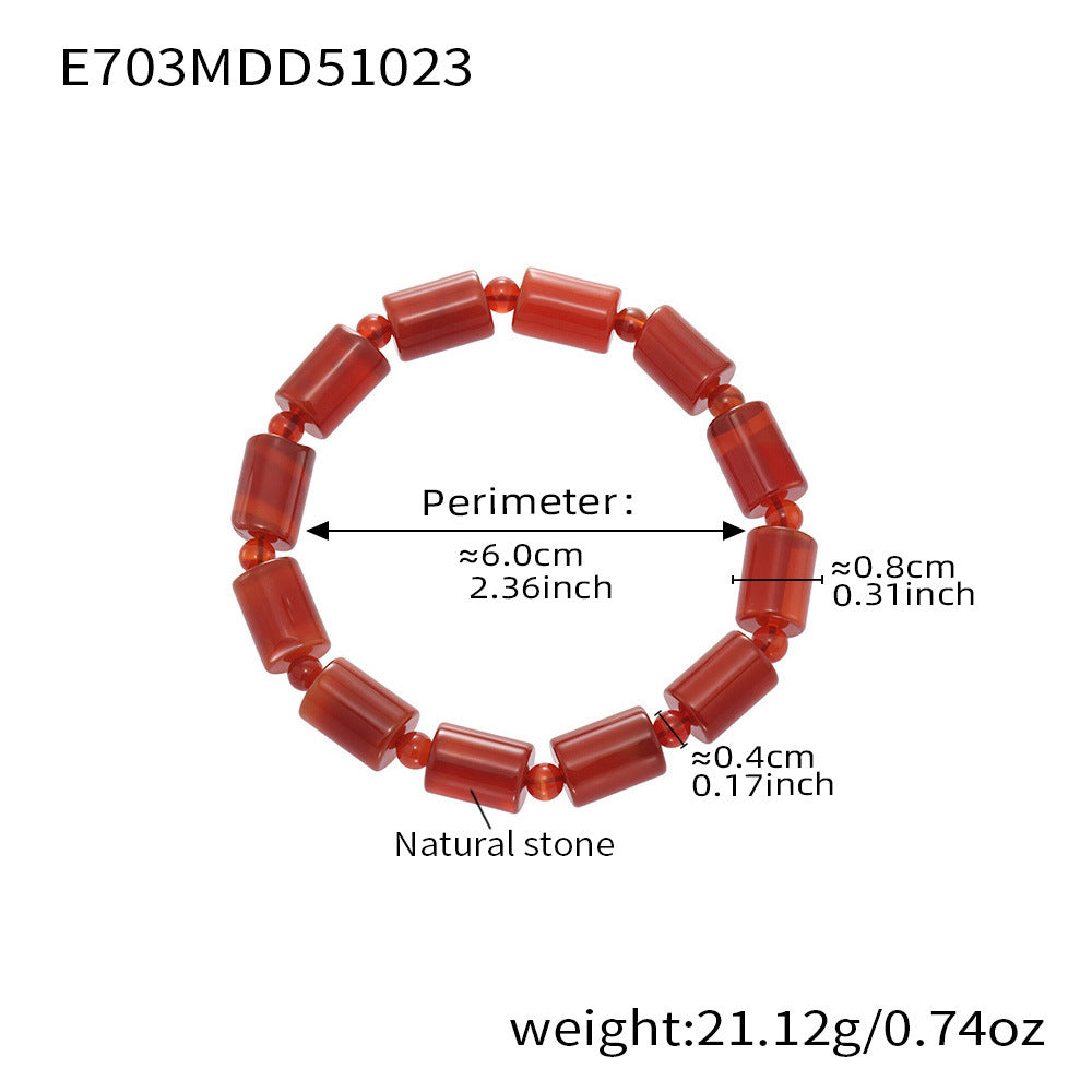 316L Stainless Steel multi-color natural stone stretch bracelet set, wholesale waterproof