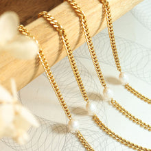 316L Stainless Steel 18K Gold Plated Minimalist Single Pearl Chain Necklace & Earring Set - Image 13