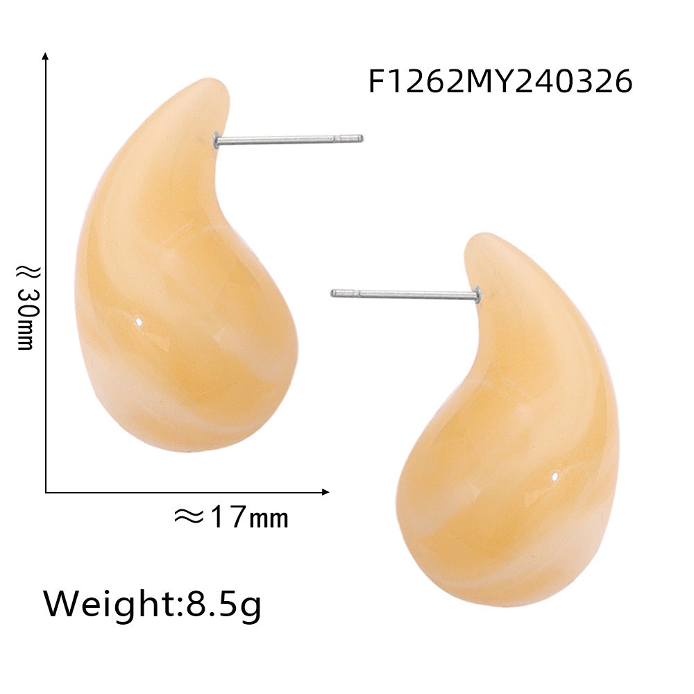 316L Stainless Steel Vibrant Resin Teardrop Earrings - Image 14