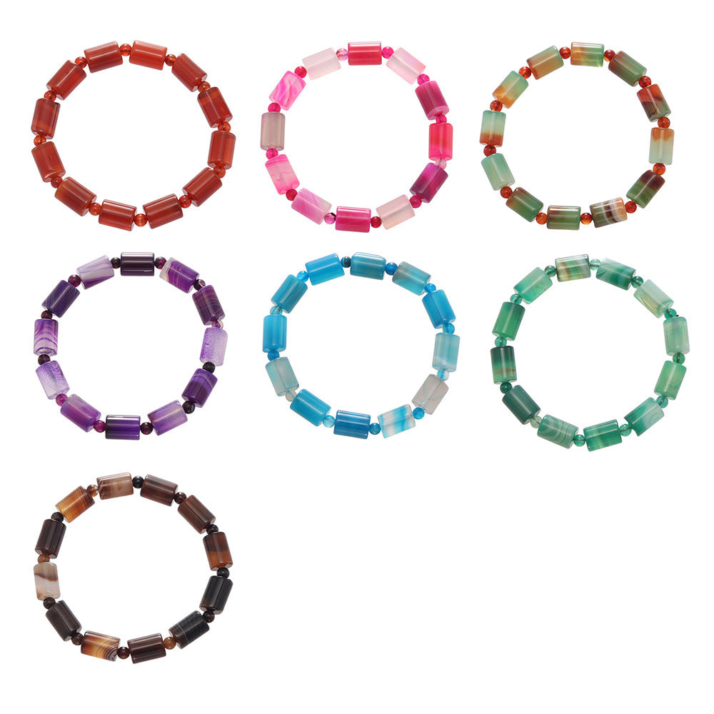 316L Stainless Steel Multi-Color Gradient Natural Stone Stretch Bracelet collection, waterproof wholesale jewelry