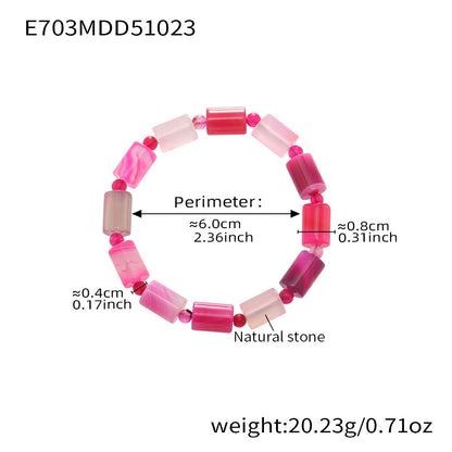 316L Stainless Steel light blue natural stone stretch bracelet, everyday wear