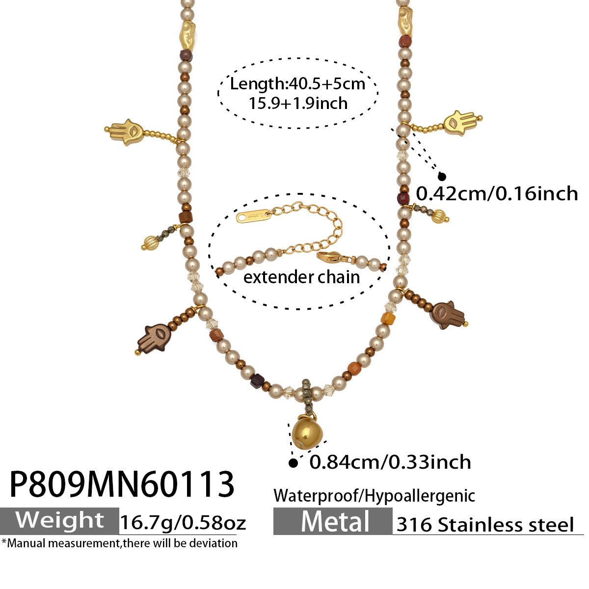 316L Stainless Steel Exquisite Full Zircon Waterdrop Mixed Pendant Bracelet - Image 15