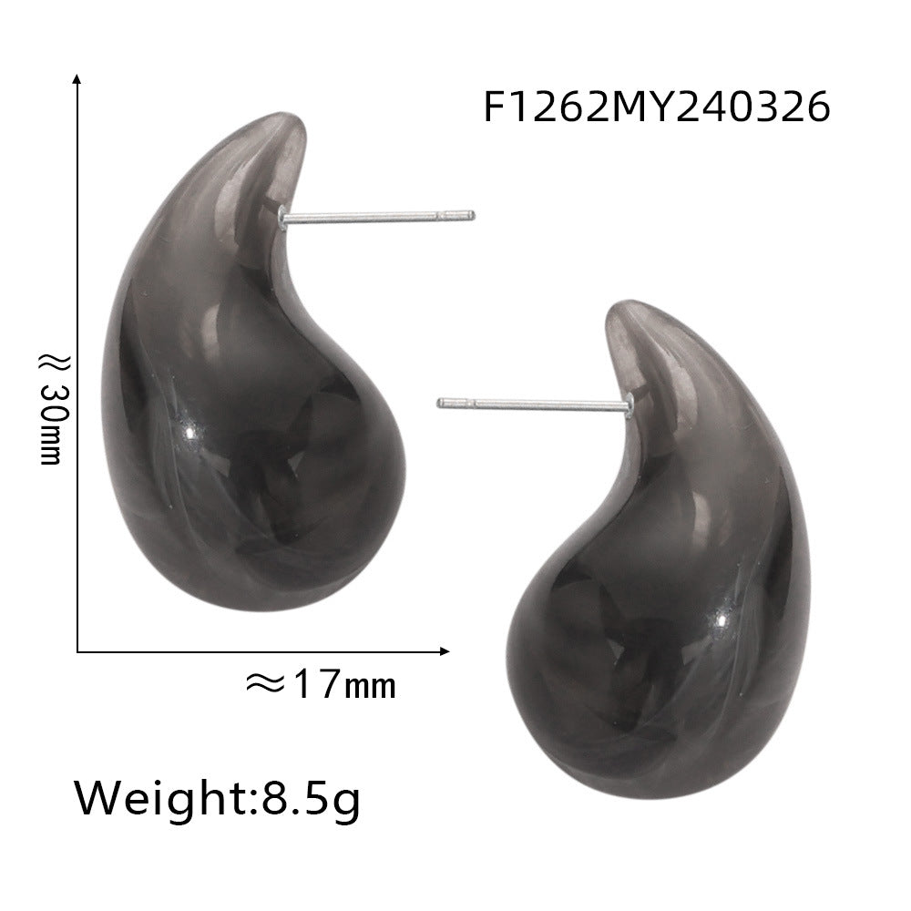 316L Stainless Steel Vibrant Resin Teardrop Earrings - Image 15