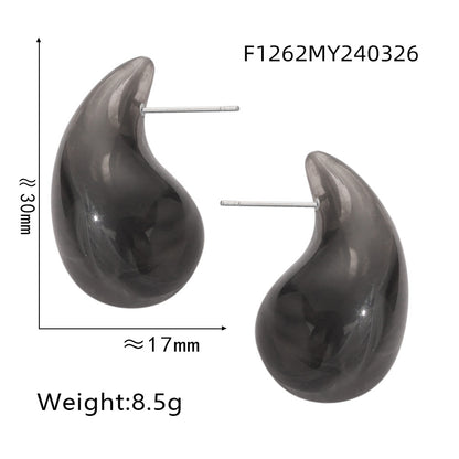 316L Stainless Steel Vibrant Resin Teardrop Earrings - Image 15