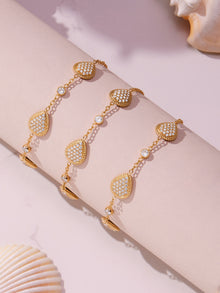 Detail of waterproof zircon waterdrop charm bracelet, 316L stainless steel with zircon accents