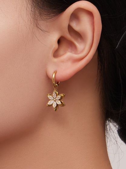 316L Stainless Steel Zircon Inlaid Six-Petal Flower Jewelry Collection - Image 17