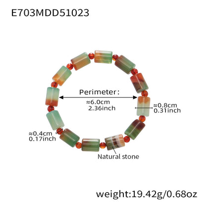 316L Stainless Steel red gradient natural stone stretch bracelet, waterproof wholesale