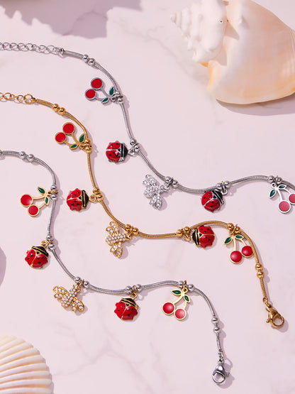 Waterproof zircon waterdrop charm bracelet collection, 316L stainless steel wholesale supplier