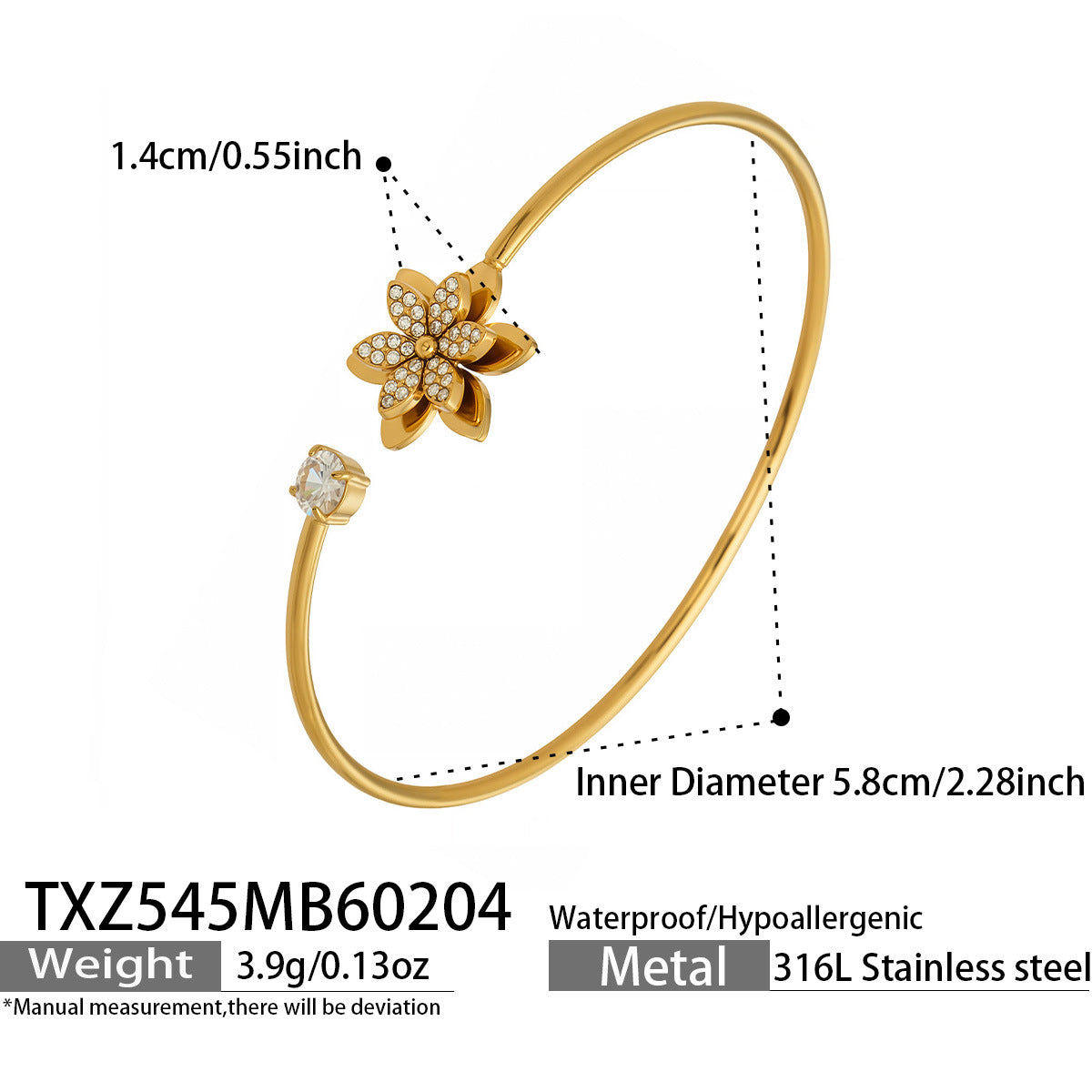 316L Stainless Steel Zircon Inlaid Six-Petal Flower Jewelry Collection - Image 18