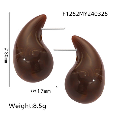 316L Stainless Steel Vibrant Resin Teardrop Earrings - Image 19