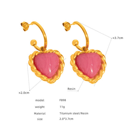 316L Stainless Steel Chic Vintage Heart Drop Earrings - Image 1