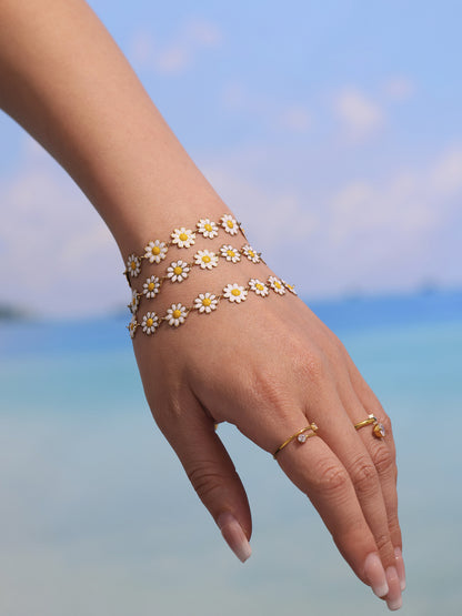 316L Stainless Steel Daisy Flower 18K Gold PVD Chain Jewelry Collection - Image 1