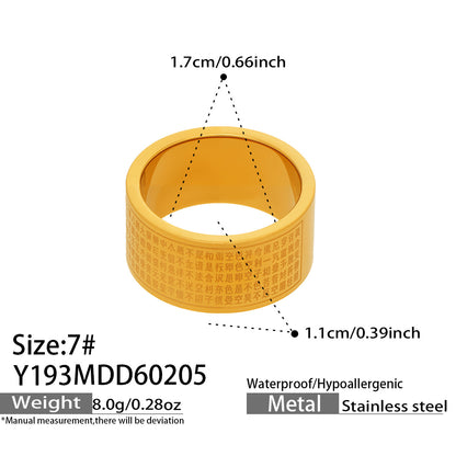 316L Stainless Steel 18K Gold Plated Wide Openwork Adjustable Ring Set - Image 20
