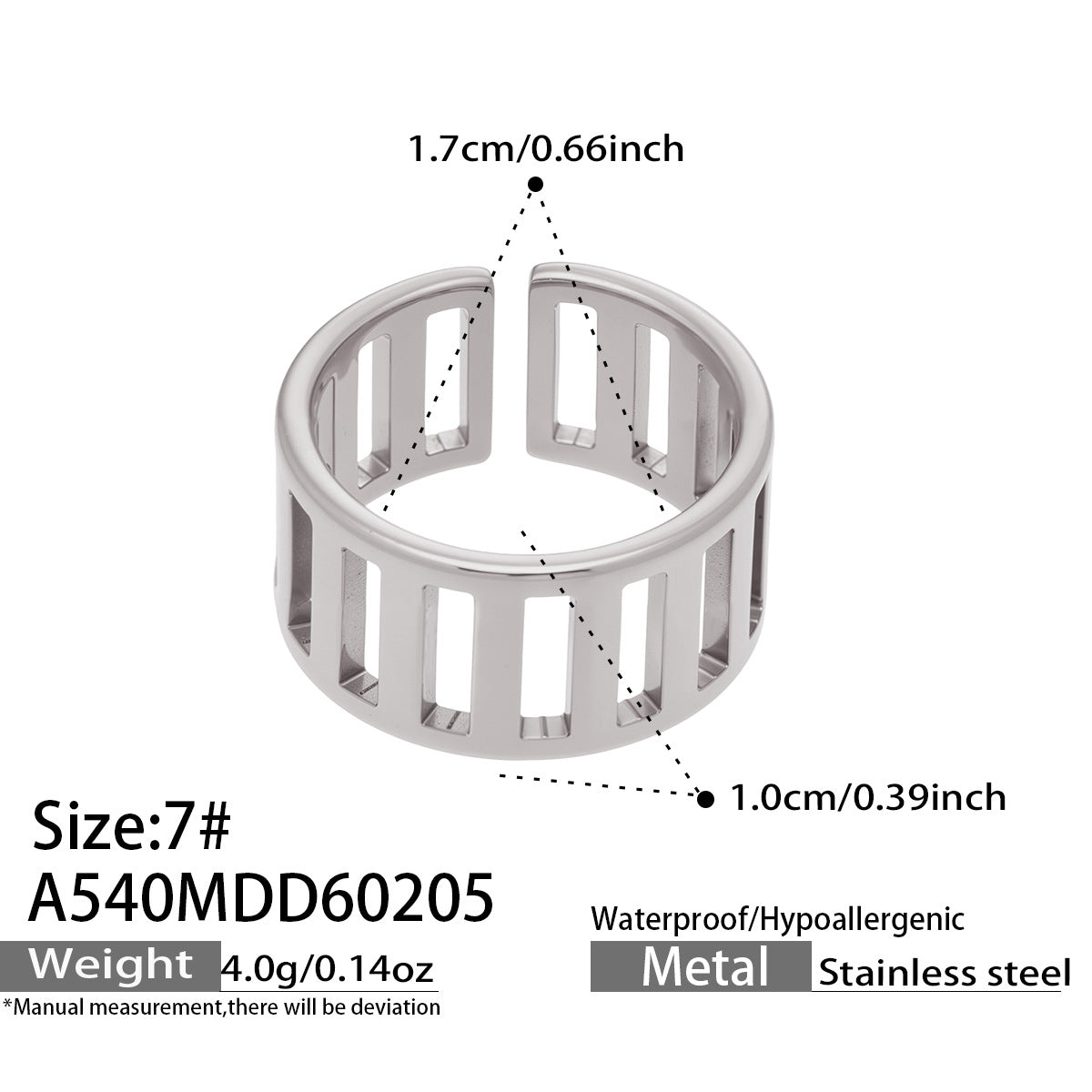 316L Stainless Steel 18K Gold Plated Wide Openwork Adjustable Ring Set - Image 21
