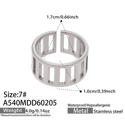 316L Stainless Steel 18K Gold Plated Wide Openwork Adjustable Ring Set - Image 21